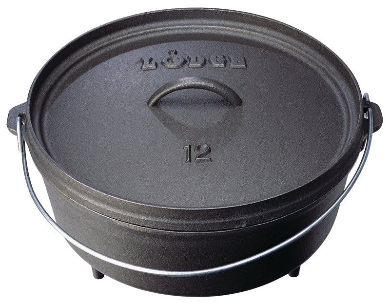 Lodge L12CO3 Camp Dutch Oven, 6 qt, Cast Iron, Black, Bail Handle