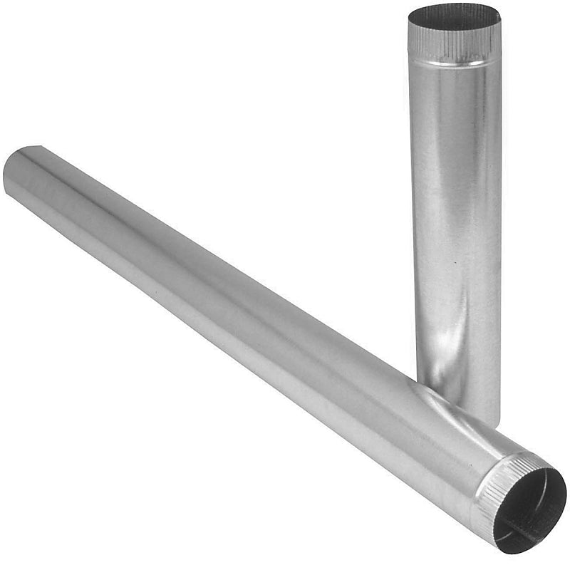 Imperial GV0355 Duct Pipe, 4 in Dia, 24 in L, 26 ga Gauge, Steel, Galvanized, Pack of 10