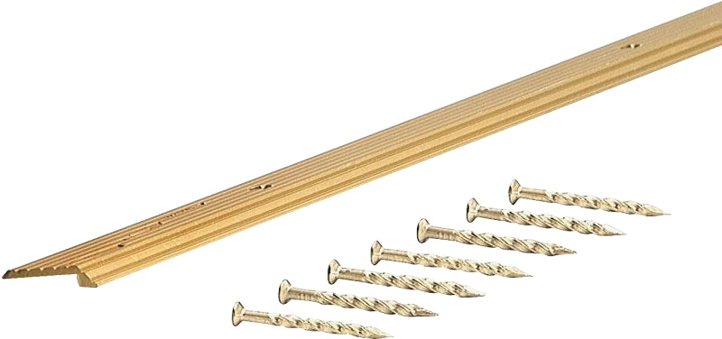 M-D 79038 Tile Edge, 36 in L, 3/4 in W, Aluminum, Satin Brass