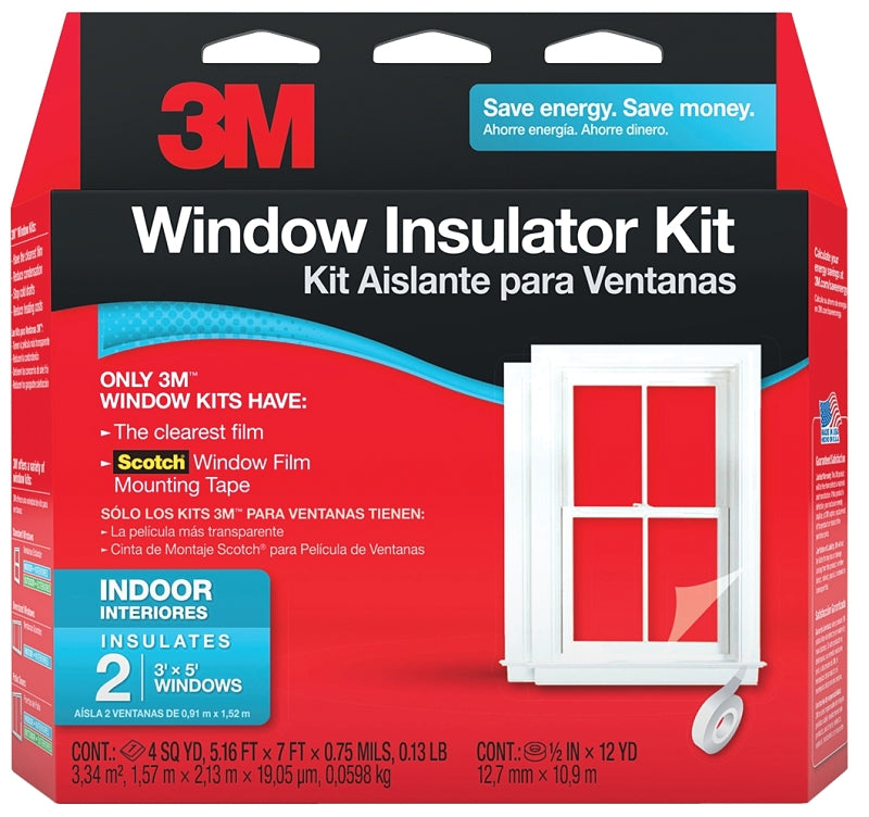 Scotch 2120 Window Insulation Kit, 60 in W, 0.75 mil Thick, 36 in L, Plastic, Clear