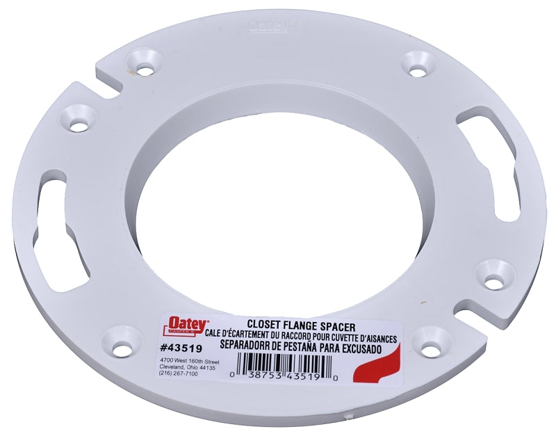 Oatey 43519 Closet Flange Spacer, PVC, White