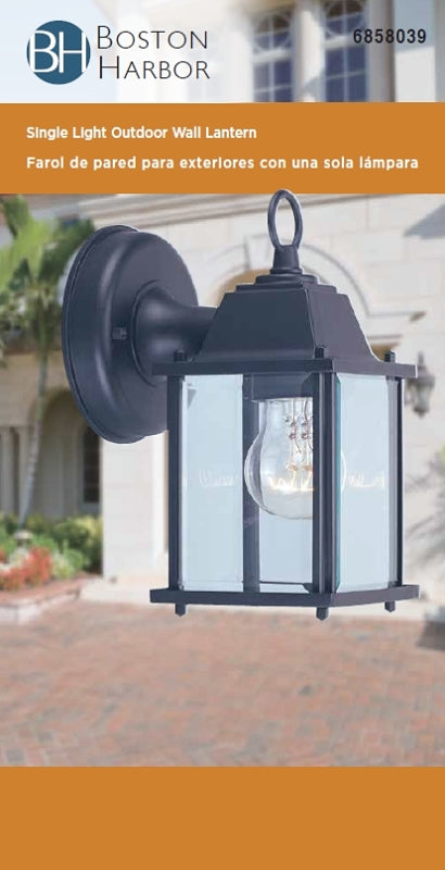 Boston Harbor AL1037-53L Outdoor Lantern, 120 V, 60 W, CFL Lamp, Aluminum Fixture, Black