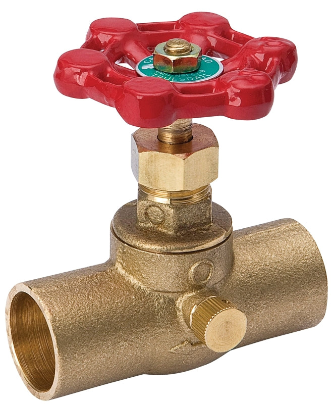 B & K ProLine Series 105-603NL Stop and Waste Valve, 1/2 in Connection, Compression, 125 psi Pressure, Brass Body