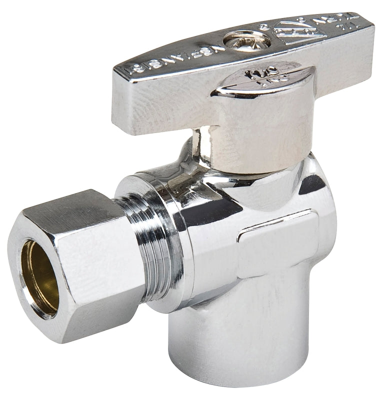 B & K ProLine Series 190-232HC Stop Valve, 3/8 x 1/2 in Connection, Compression x FIP, 125 psi Pressure, Brass Body