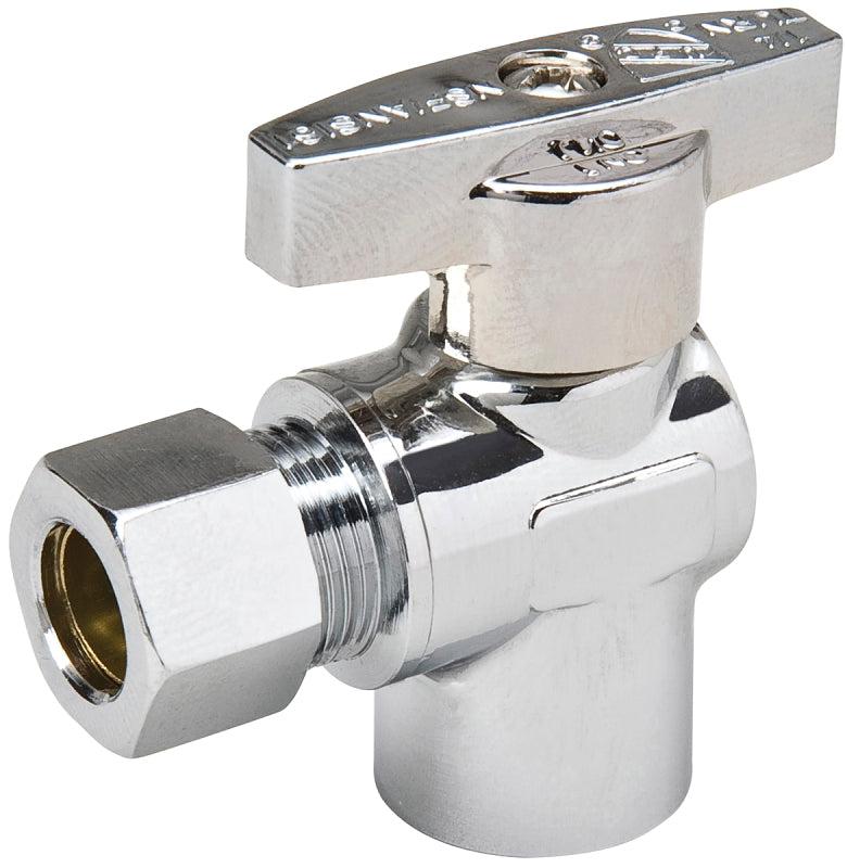 B & K ProLine Series 190-432HC Stop Valve, 3/8 x 1/2 in Connection, Compression x Sweat, 125 psi Pressure, Brass Body