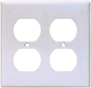 Eaton Wiring Devices 2150W-BOX Receptacle Wallplate, 4-1/2 in L, 4-9/16 in W, 2 -Gang, Thermoset, White, Pack of 10