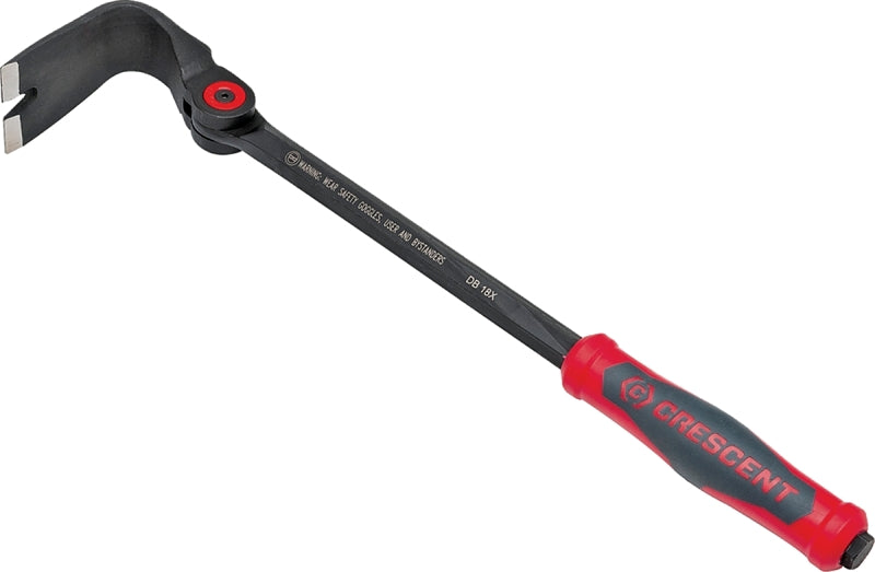 Crescent CODE RED Series DB18X-06 Pry Bar, 18 in L, Flat End, Nail Slot Tip, Steel, Black, 4-1/8 in W
