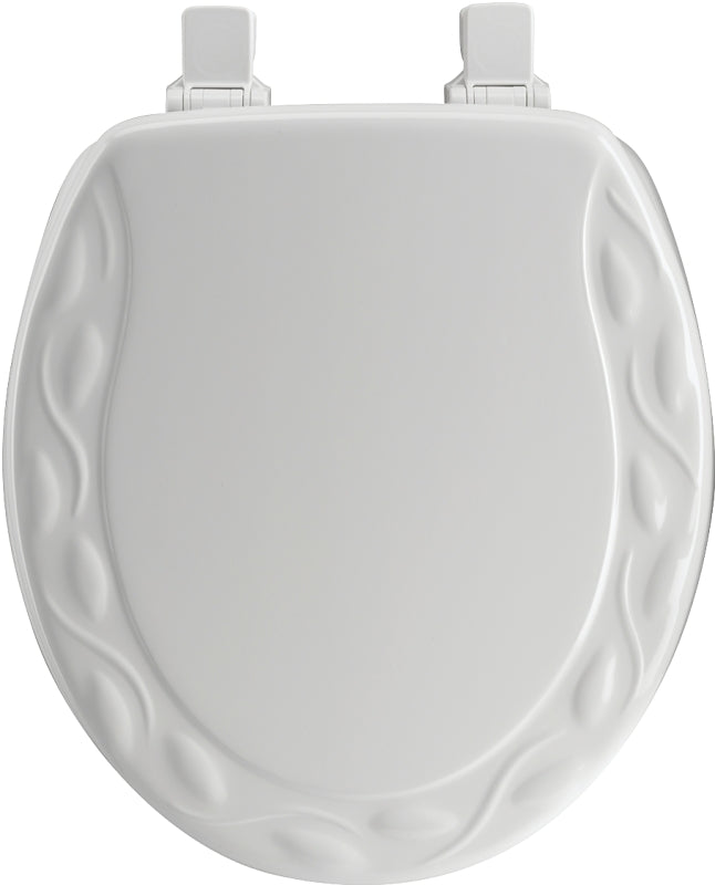 Mayfair 34EC-000 Toilet Seat, 16-1/2 in L, 14.4 in W, 2 in H, Round, Wood, White, Twist Hinge