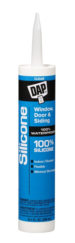 DAP 08641 Window and Door Sealant, Silicone, Clear, -40 to 400 deg F, 9.8 fl-oz Cartridge, Pack of 12