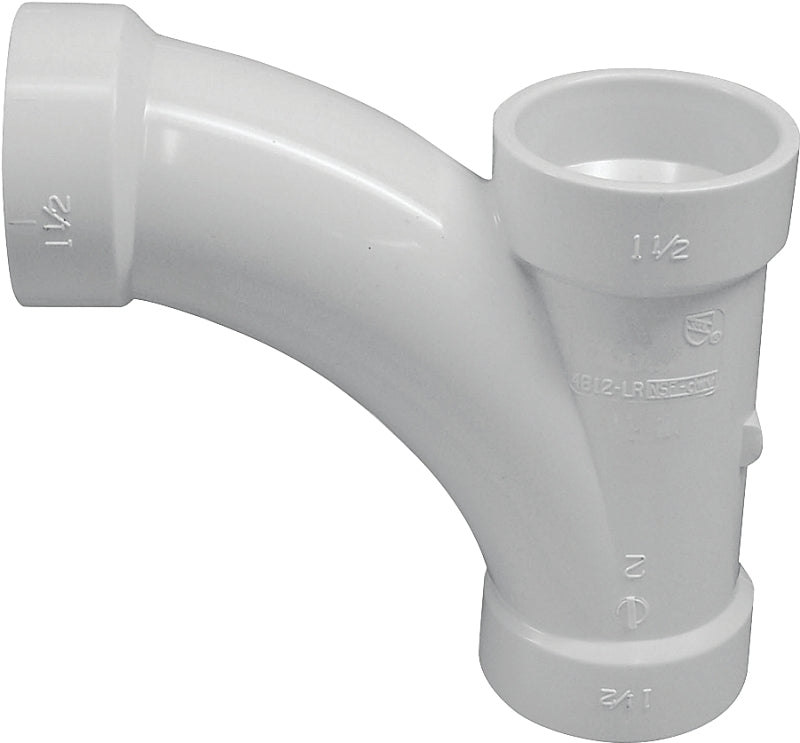 Canplas 194302 DWV Combination Tee Pipe Wye, 2 in, Hub, PVC, White, SCH 40 Schedule