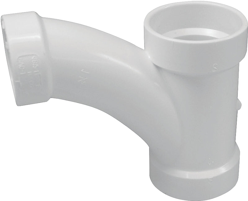 Canplas 194337 DWV Reducing Combination Tee Pipe Wye, 4 x 4 x 2 in, Hub, PVC, White, SCH 40 Schedule