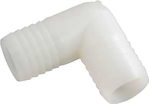 Anderson Metals 53765-06 Hose Elbow, 3/8 in, Barb, 3/8 in, Barb, 150 psi Pressure, Nylon