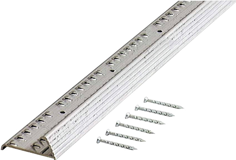 M-D 78055 Carpet Gripper, 36 in L, 1-3/8 in W, Fluted Surface, Aluminum, Silver, Pack of 6