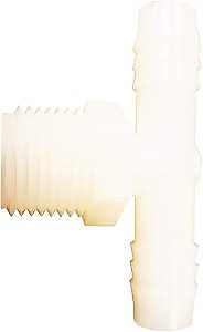 Anderson Metals 53772-0808 Hose Tee, 1/2 in, Barb, 1/2 in, MPT, Nylon
