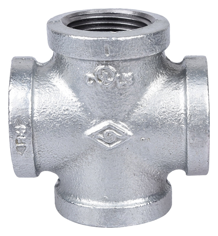 ProSource PPG180-25 Pipe Cross, 1 in, Female, Malleable Iron, 40 Schedule, 300 psi Pressure