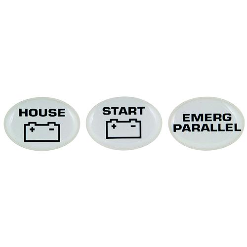 Marinco Set of 3 Battery Switch Labels (Start, Emerg Parallel, House)