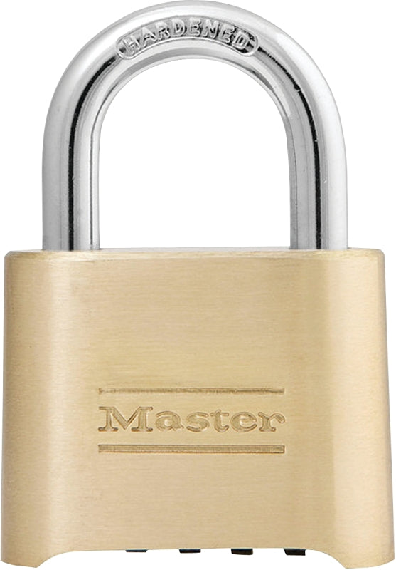 Master Lock 175D Padlock, 2 in W Body, 5/16 in Dia Shackle, 1 in H Shackle, Steel Shackle, Brass Body