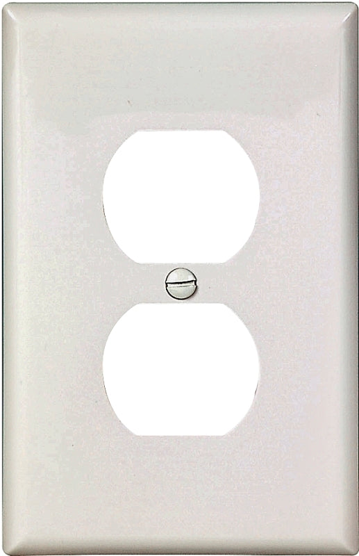 Eaton Wiring PJ8W Midsize Wallplate, 4.87 in L, 3.12 in W, 1-Gang, Duplex Receptacle, Polycarbonate, White, Pack of 25