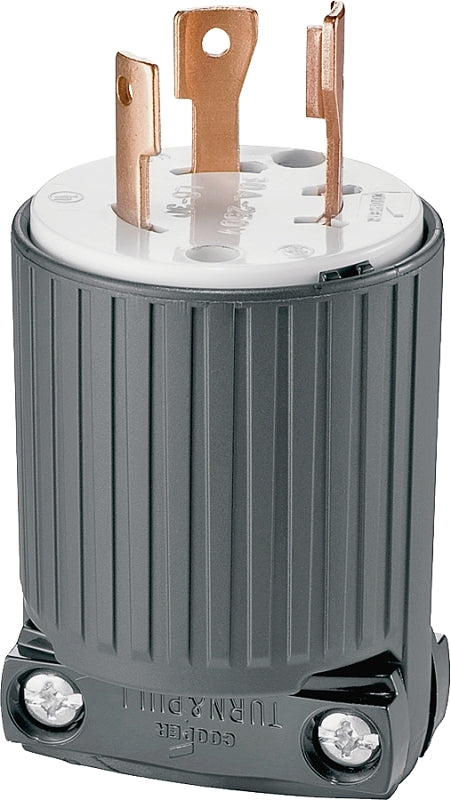 Eaton L630P Twist Lock Plug, 2-Pole, 30 A, 250 V, NEMA: NEMA L6-30, Black/White