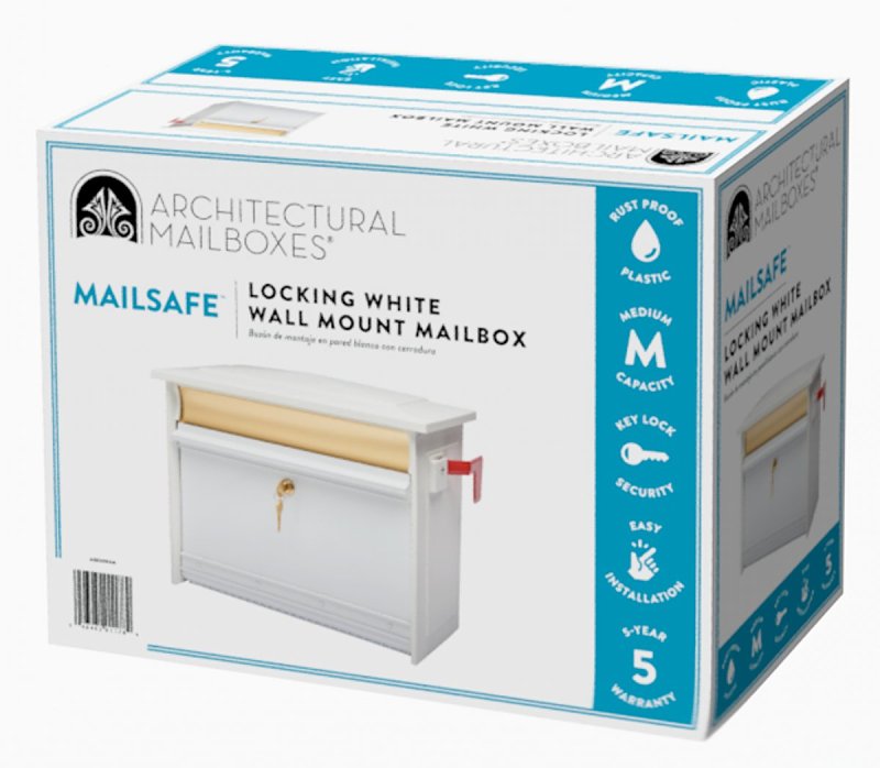 Gibraltar Mailboxes MSK000W Mailbox, Polymer, White, 17.1 in W, 8.4 in D, 13.3 in H