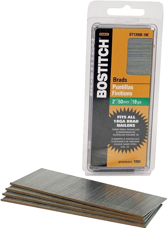 Bostitch BT1350B-1M Series Nail, Glue Collation, 2 in L, 18 Gauge, Steel, Coated, Brad Head, Smooth Shank, 1000/PK, Pack of 10