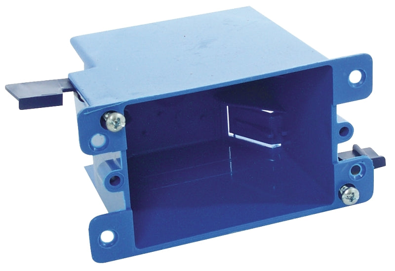 Carlon B114R-UPC Outlet Box, 1-Gang, PVC, Blue, Clamp