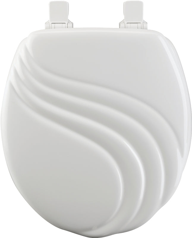 Mayfair 27EC-000 Toilet Seat, 16-1/2 in L, Round, Wood, White, Twist Hinge