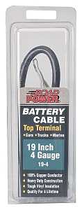 CCI Maximum Energy 19-4 Battery Cable, 4 AWG Wire, 19 in L, Black Sheath