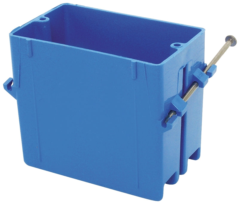 Carlon B120A-UPC Outlet Box, 20 cu-in, 1-Gang, 4-Knockout, PVC, Blue, Captive Nail