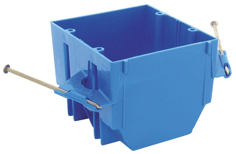 Carlon B232A-UPC Outlet Box, 2-Gang, PVC, Blue, Captive Nail