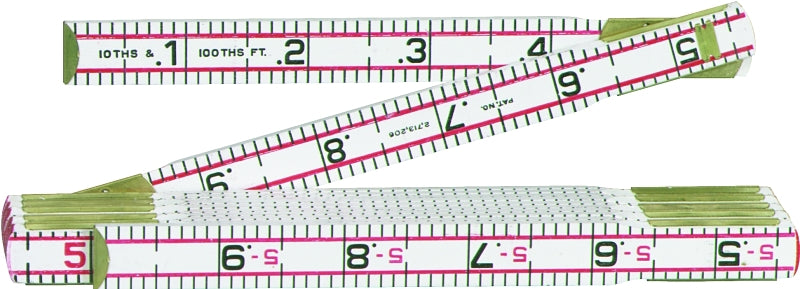 Crescent Lufkin Red End Series 1066DN Engineer's Scale Ruler, Regular, 1/10ths, 1/100ths, Feet Graduation, Wood, White