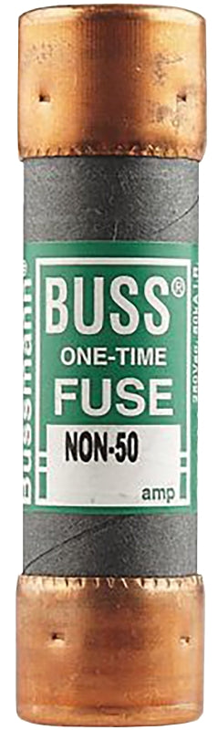 Bussmann NON-50 Fuse, 50 A, 250 VAC, 125 VDC, 50 kA Interrupt, Melamine Body, Cartridge Fuse, Pack of 10