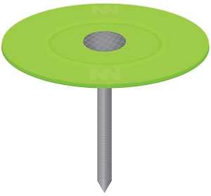 Stinger 0135095 Cap Nail, 1-1/2 in L, Flat Head, 12 ga, Plastic