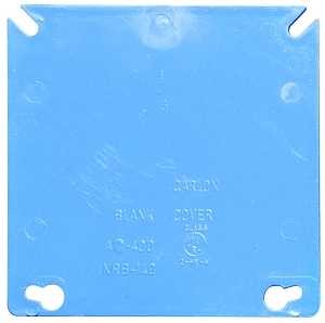 Carlon A400R-CAR Electrical Box Cover, 4 in L, 4 in W, Square, 2-Gang, PVC, Blue