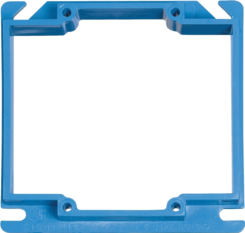Carlon A420RR Electrical Box Cover, 4 in L, 4 in W, Square, 2-Gang, Blue, PVC