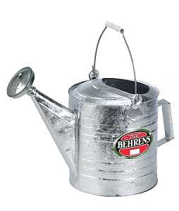 Behrens 210RH Watering Can with Red Wooden Handle, 2.5 gal Can, Steel, Gray, Galvanized