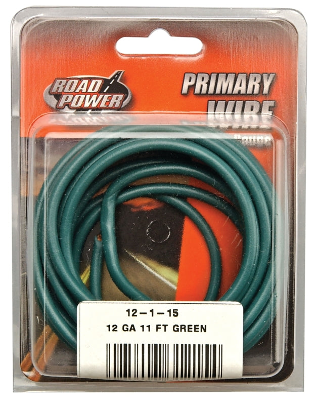 Road Power 55678933/12-1-15 Electrical Wire, 12 AWG Wire, 1-Conductor, 25/60 VAC/VDC, Copper Conductor, Green Sheath