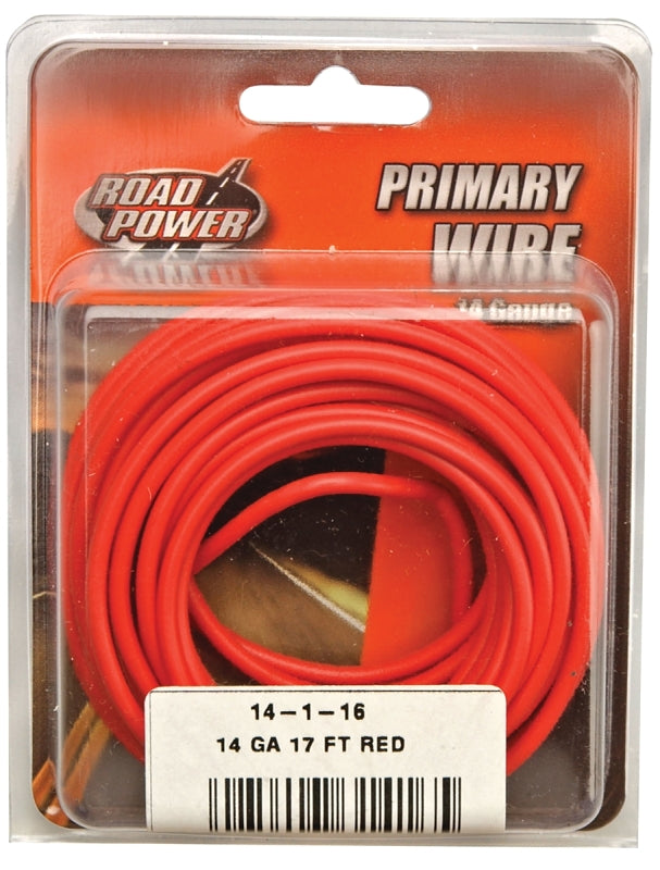 Road Power 55669133/14-1-16 Electrical Wire, 14 AWG Wire, 1-Conductor, 25/60 VAC/VDC, Copper Conductor, Red Sheath