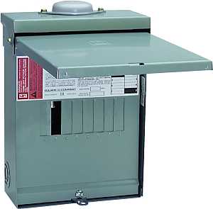 Square D QO QO612L100RBCP Load Center, 100 A, 6 -Space, 12 -Circuit, Main Lug, NEMA 3R Enclosure, Plug Mounting