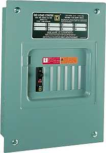 Square D QO QO816L100FCP Load Center, 100 A, 8-Space, 16-Circuit, Main Lug, NEMA 1 Enclosure, Plug, Gray