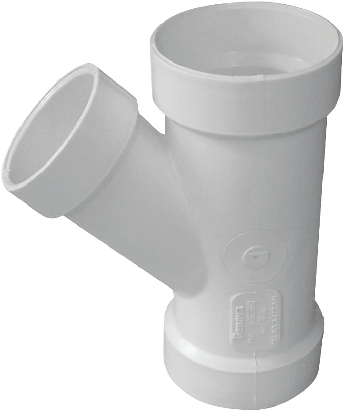 IPEX 192328L Pipe Wye, 4 x 2 in, Hub, PVC, White, SCH 40 Schedule