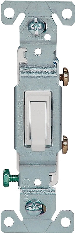 Eaton 1301-7W10 Switch, 15 A, 120 V, Push-In Terminal, Polycarbonate Housing Material, White