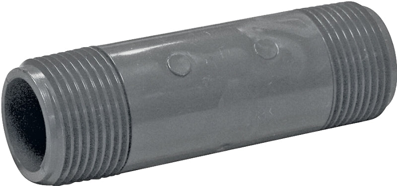 Genova P-1-4 Pipe Nipple, 1 in, MIP x MIP, PVC, Gray, SCH 80 Schedule, 4 in L