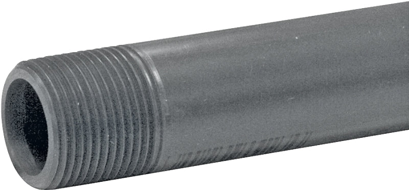 Genova P-1-6 Pipe Nipple, 1 in, MIP x MIP, PVC, Gray, SCH 80 Schedule, 6 in L