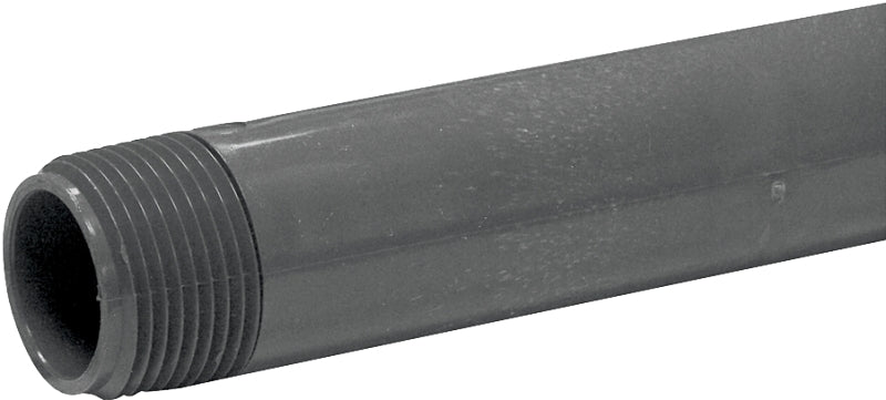 Genova P-1-8 Pipe Nipple, 1 in, MIP x MIP, PVC, Gray, SCH 80 Schedule, 8 in L