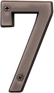 Hy-Ko BR-42OWB, Prestige Series BR-42OWB/7 House Number, Character: 7, 4 in H Character, Solid Brass, Pack of 3