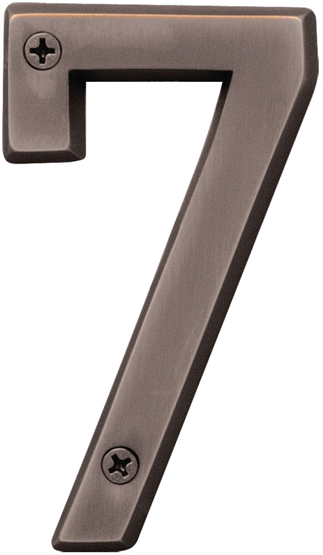 Hy-Ko BR-42OWB, Prestige Series BR-42OWB/7 House Number, Character: 7, 4 in H Character, Solid Brass, Pack of 3
