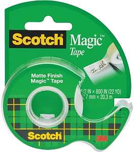 Scotch Magic 119 Office Tape, 800 in L, 1/2 in W, Plastic Backing