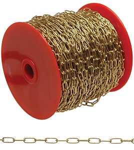 Campbell 0710517 Clock Chain, 5, 82 ft L, 10 lb Working Load, Brass