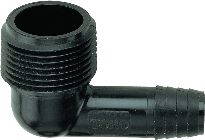 Toro 53305 Elbow, 3/8 x 3/4 in Connection, Barbed x MNPT, Plastic, Black, Pack of 50